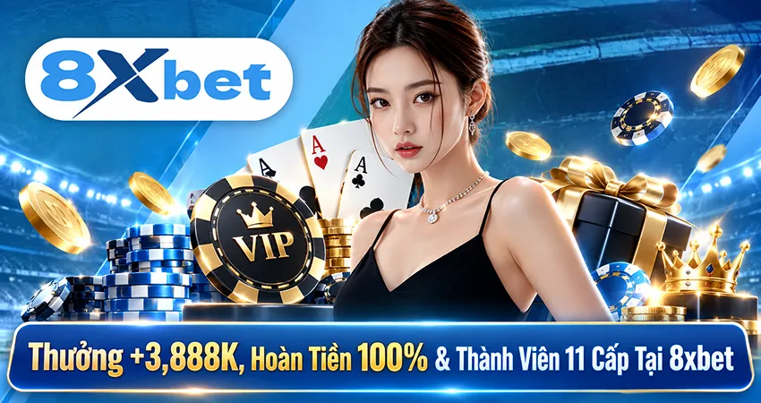 Thưởng +3,888K, Hoàn Tiền 100% & Thành Viên 11 Cấp Tại 8xbet